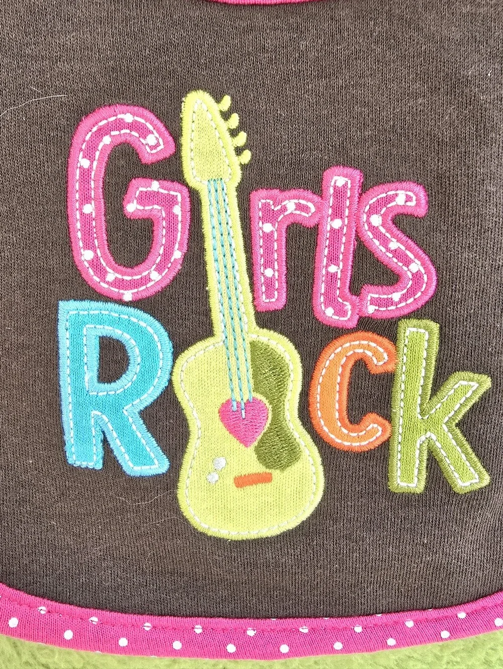 NWT  0-12M  Baby GIRLS  BIB Carter's Pink & Brown + GIRLS ROCK + GUITAR (Q4)